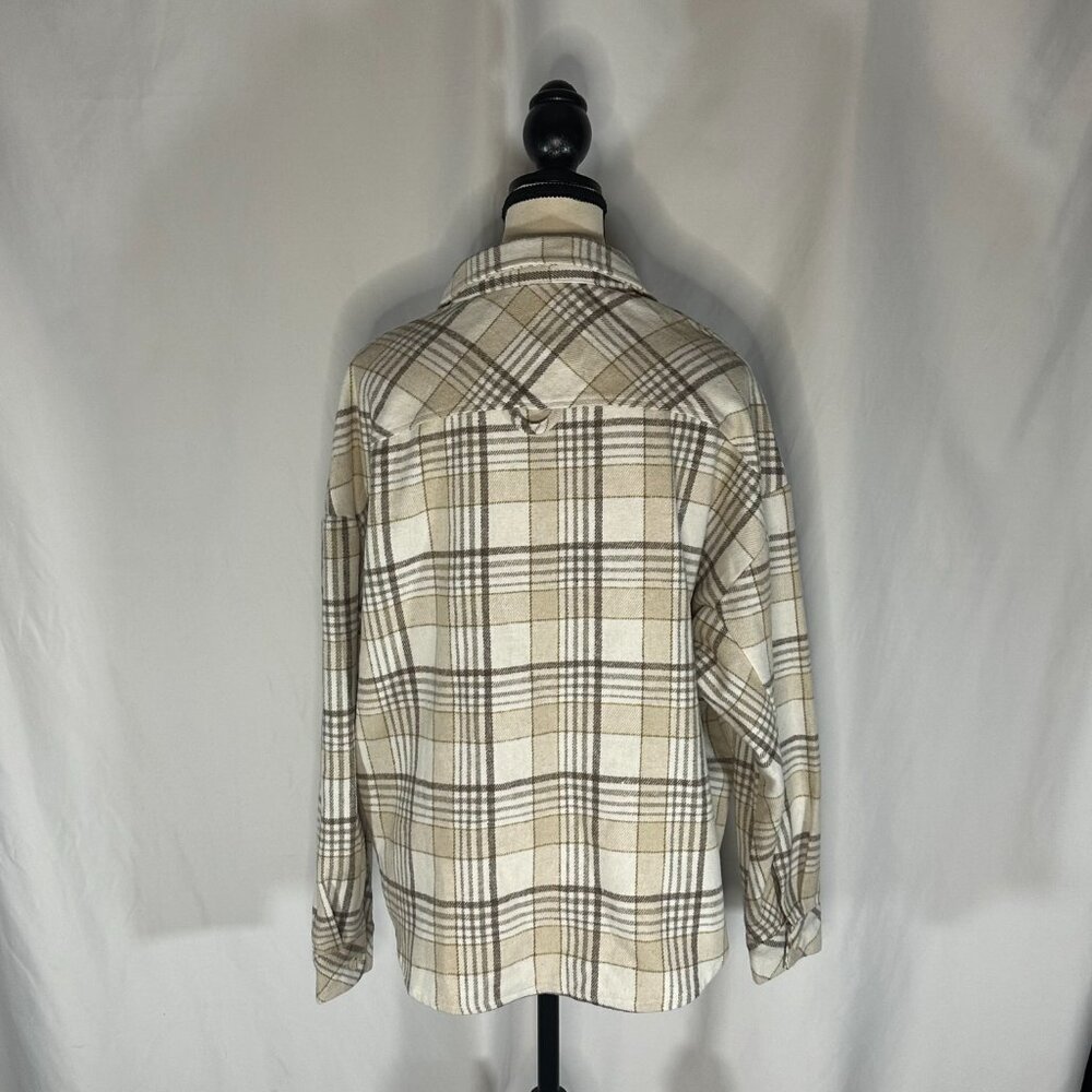 Veveret Plaid Fleece Shacket Size Medium Light Colors - Picture 3 of 7